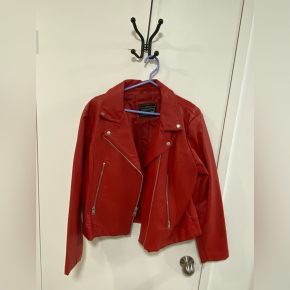 Red leather Levis motorbike jacket - Picture 1 of 2